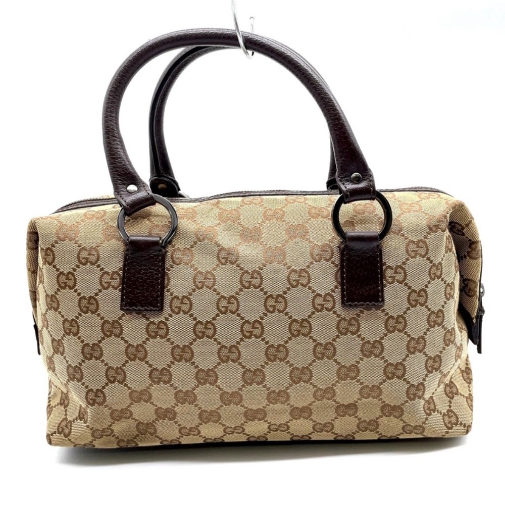 Gucci GG Canvas Leather mini Boston Beige and Brown Satchel white Dust bag. - Picture 3 of 14